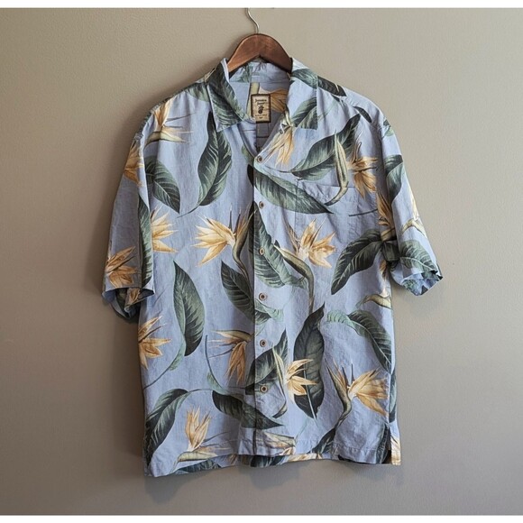 Jamaica Jaxx Size Large Hawaiian Shirt Silk Floral Mens Flowers Short Sleeve L - Picture 1 of 4